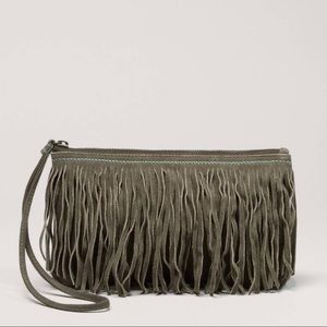 Olive Green Fringe Wristlet